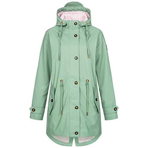 Ankerglut Damen Friesennerz Regenmantel Regenjacke mit Kapuze Wasserdicht Wetterfest Windbreaker Übergangsjacke #ankerglutliebe Chaqueta para Lluvia