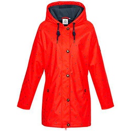 Ankerglut Damen Friesennerz Regenmantel Regenjacke mit Kapuze Gefüttert Wasserdicht Wetterfest Übergangsjacke #ankerglutwolke Chaqueta para Lluvia