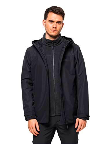 Jack Wolfskin Taubenberg Chaqueta 3 en 1, Negro, M para Hombre