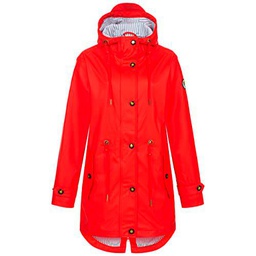 Deproc Active Damen Friesennerz Regenmantel Regenjacke mit Kapuze Wasserdicht Wetterfest Windbreaker Übergangsjacke #ankerglutliebe Chaqueta para Lluvia