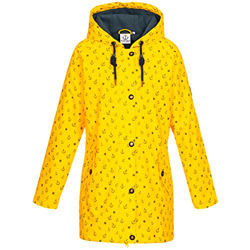 Ankerglut Damen Friesennerz Regenmantel Regenjacke mit Kapuze Gefüttert Wasserdicht Wetterfest Übergangsjacke #ankerglutwolke Chaqueta para Lluvia