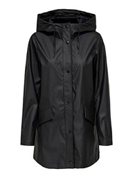 ONLY Women's ONLELISA Raincoat OTW Rain Jacket, Black