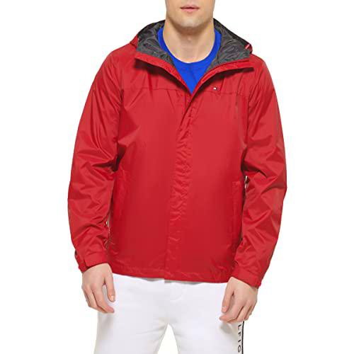 Tommy Hilfiger Chaqueta Ligera y Transpirable con Capucha Impermeable Chubasquero