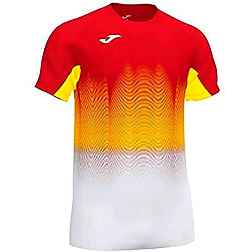 Joma Elite Camiseta Running Manga Corta, Hombres, Rojo-Blanco, S