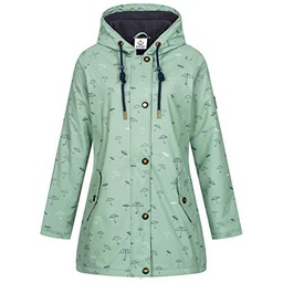 Ankerglut Damen Friesennerz Regenmantel Regenjacke mit Kapuze Gefüttert Wasserdicht Wetterfest Übergangsjacke #ankerglutmeer Chaqueta para Lluvia