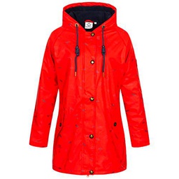 Ankerglut Damen Friesennerz Regenmantel Regenjacke mit Kapuze Gefüttert Wasserdicht Wetterfest Übergangsjacke #ankerglutmeer Chaqueta para Lluvia