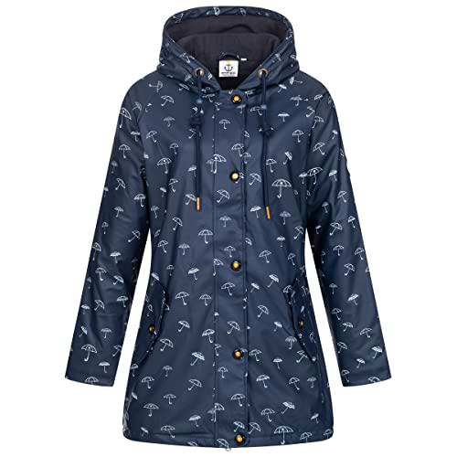 Ankerglut Damen Friesennerz Regenmantel Regenjacke mit Kapuze Gefüttert Wasserdicht Wetterfest Übergangsjacke #ankerglutmeer Chaqueta para Lluvia