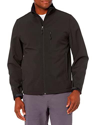 Amazon Essentials Chaqueta de Shoftshell Resistente al Agua Hombre, Negro, XXL