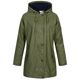 Ankerglut Damen Friesennerz Regenmantel Regenjacke mit Kapuze Gefüttert Wasserdicht Wetterfest Übergangsjacke #ankerglutmeer Chaqueta para Lluvia