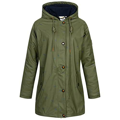 Ankerglut Damen Friesennerz Regenmantel Regenjacke mit Kapuze Gefüttert Wasserdicht Wetterfest Übergangsjacke #ankerglutmeer Chaqueta para Lluvia