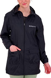 Deproc Active Damen Regenmantel Regenjacke mit Kapuze Wasserdicht Wetterfest Windbreaker Übergangsjacke Lynn Women Chaqueta para Lluvia