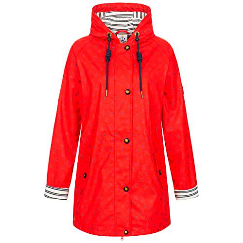 Ankerglut Damen Friesennerz Regenmantel Regenjacke mit Kapuze Wasserdicht Wetterfest Windbreaker Übergangsjacke #ankerglutzauber Chaqueta para Lluvia