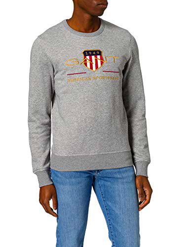 GANT Archive Shield C-Neck Sudadera, Grey Melange, M para Hombre