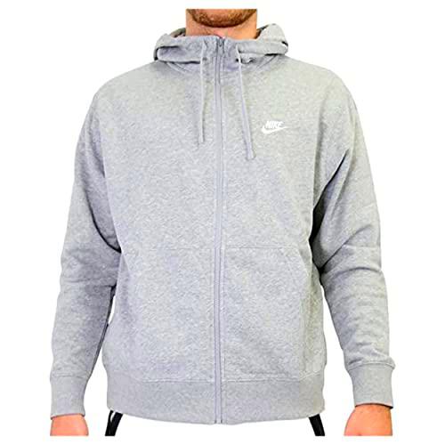 NIKE M NSW Club Sudadera, Hombre, Dk Grey Heather Matte Silver White