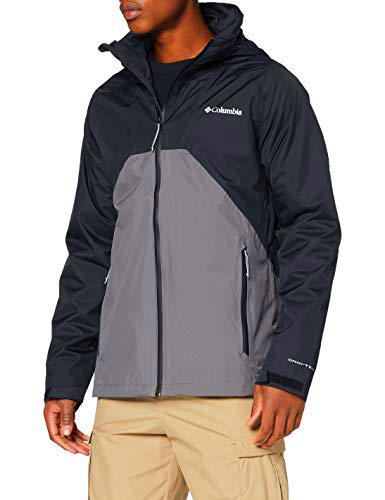 Columbia Rain Scape Jacket, Hombre, Negro, Gris (Black