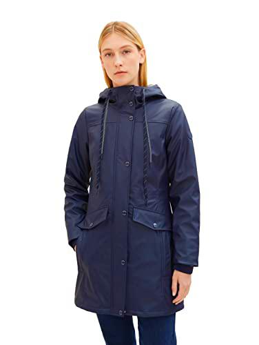 TOM TAILOR Impermeable Chubasquero con Capucha, 30025-azul Marino Medianoche Azul