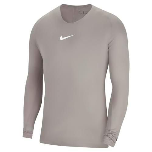 NIKE Hombre Long Sleeved t-Shirt, Pewter Grey/White, M