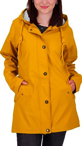 Ankerglut Damen Friesennerz Regenmantel Regenjacke mit Kapuze Gefüttert Wasserdicht Wetterfest Übergangsjacke #ankerglutnebel Chaqueta para Lluvia