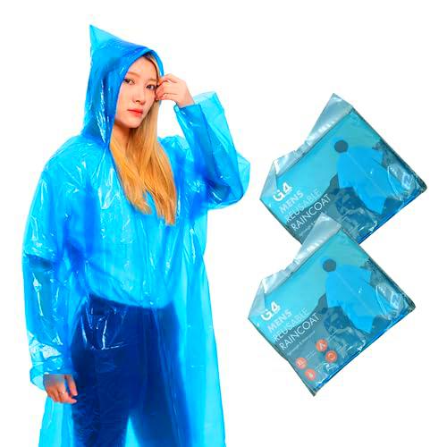 G4GADGET Poncho de lluvia de plástico azul, impermeable y reutilizable