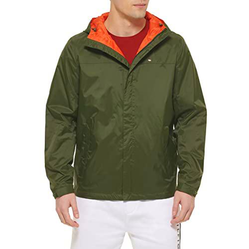 Tommy Hilfiger Men's Lightweight Breathable Waterproof Hooded Rain Jacket Chubasquero