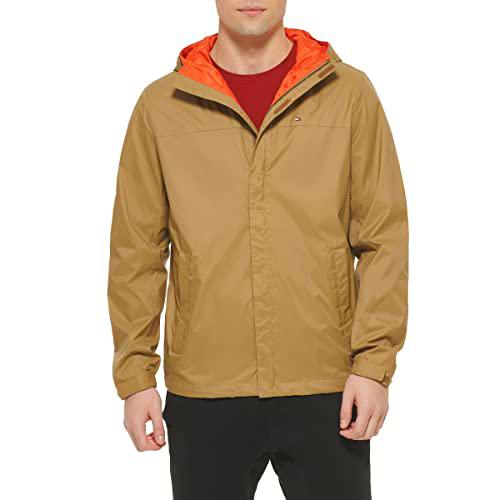 Tommy Hilfiger Men's Legacy Lightweight Breathable Waterproof Hooded Rain Jacket Chubasquero