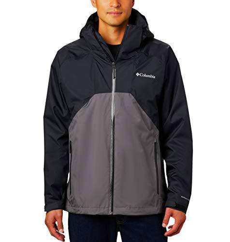 Columbia Chubasquero para hombre, negro/gris ciudad, 1X