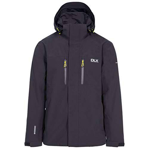 DLX Chaqueta impermeable para hombre Oswalt con capucha extraíble y cremalleras de ventilación en las axilas