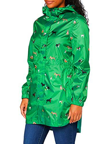 Joules Golightly Chaqueta para Lluvia, Green Dogs, 46 para Mujer