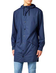 Rains Long Jacket, impermeable Hombre, azul, Extra Small/Small (Talla fabricante: Extra Small/Small)