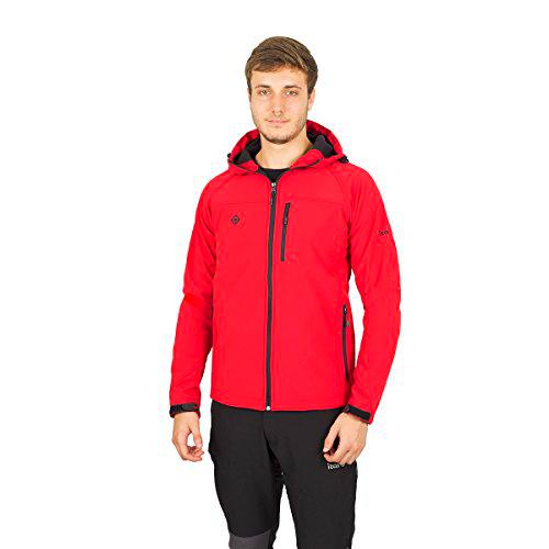 Izas Haiti Chaqueta Softshell con Capucha, Hombre, Rojo/Negro, XL