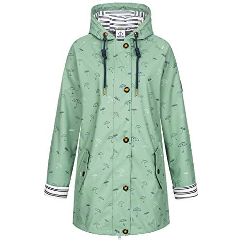 Ankerglut Damen Friesennerz Regenmantel Regenjacke mit Kapuze Gefüttert Wasserdicht Wetterfest Übergangsjacke #ankerglutbucht Chaqueta para Lluvia