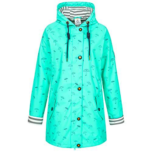 Ankerglut Damen Friesennerz Regenmantel Regenjacke mit Kapuze Gefüttert Wasserdicht Wetterfest Übergangsjacke #ankerglutbucht Chaqueta para Lluvia