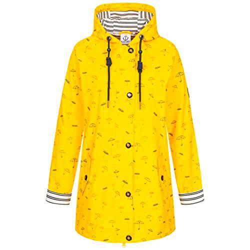 Ankerglut Damen Friesennerz Regenmantel Regenjacke mit Kapuze Gefüttert Wasserdicht Wetterfest Übergangsjacke #ankerglutbucht Chaqueta para Lluvia