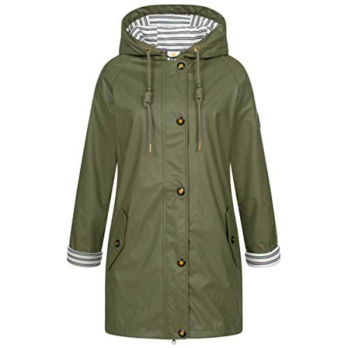 Ankerglut Damen Friesennerz Regenmantel Regenjacke mit Kapuze Wasserdicht Wetterfest Windbreaker Übergangsjacke #ankerglutzauber Chaqueta para Lluvia