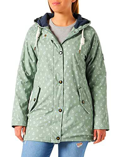 Ankerglut Damen Friesennerz Regenmantel Regenjacke mit Kapuze Gefüttert Wasserdicht Wetterfest Übergangsjacke #ankerglutwolke Chaqueta para Lluvia