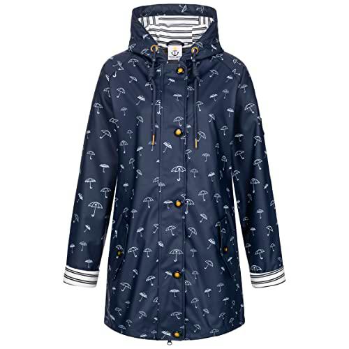 Ankerglut Damen Friesennerz Regenmantel Regenjacke mit Kapuze Gefüttert Wasserdicht Wetterfest Übergangsjacke #ankerglutbucht Chaqueta para Lluvia